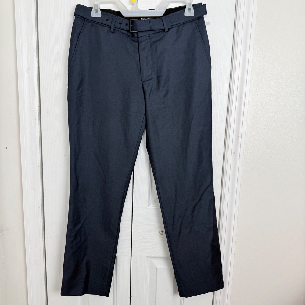 The Kooples Fitted Wool Dress Pants Belted Mens 44 Blue‎ Gray Slim Italy